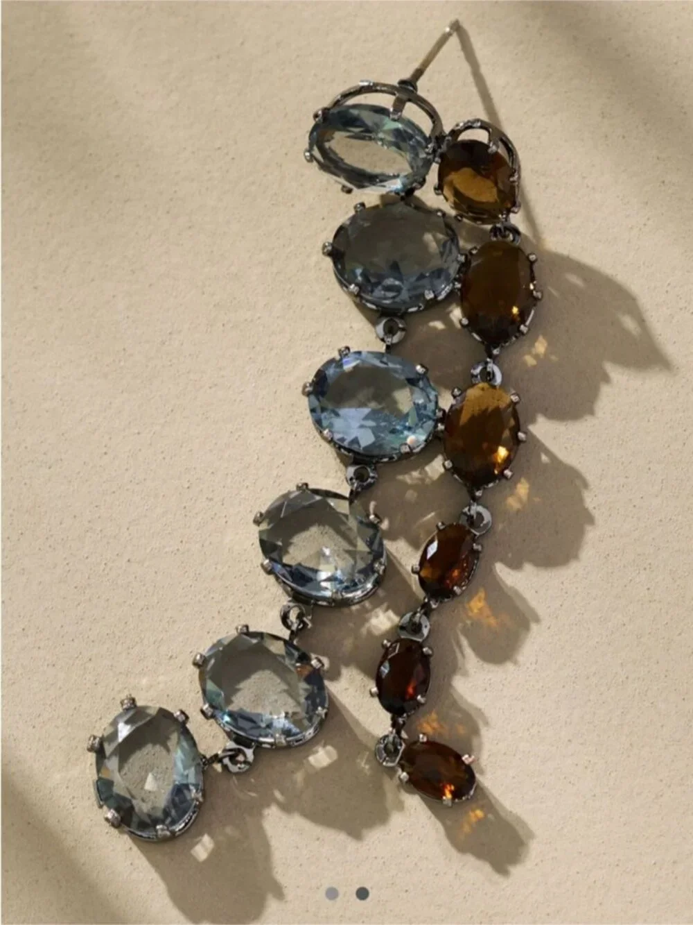 New! Anthropologie 14K Gunmetal Amber Crystal Drop Earrings (3013) NWT